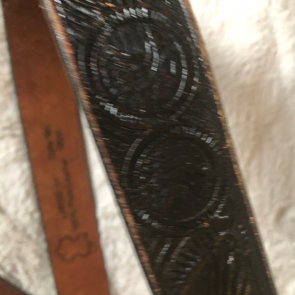 Men's Embossed tooled Leather Belt in Black